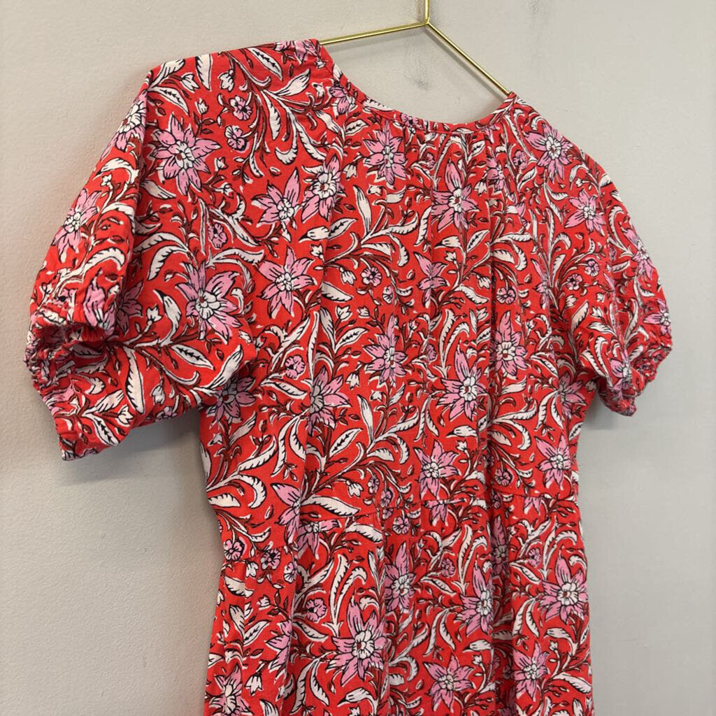 Loft Floral Print Button Up Puff Sleeve Dress Extra Small Petite
