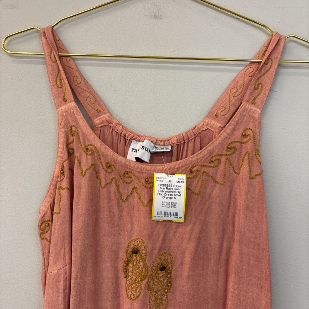 Raya Sun Embroidered Flip Flop Dress Small
