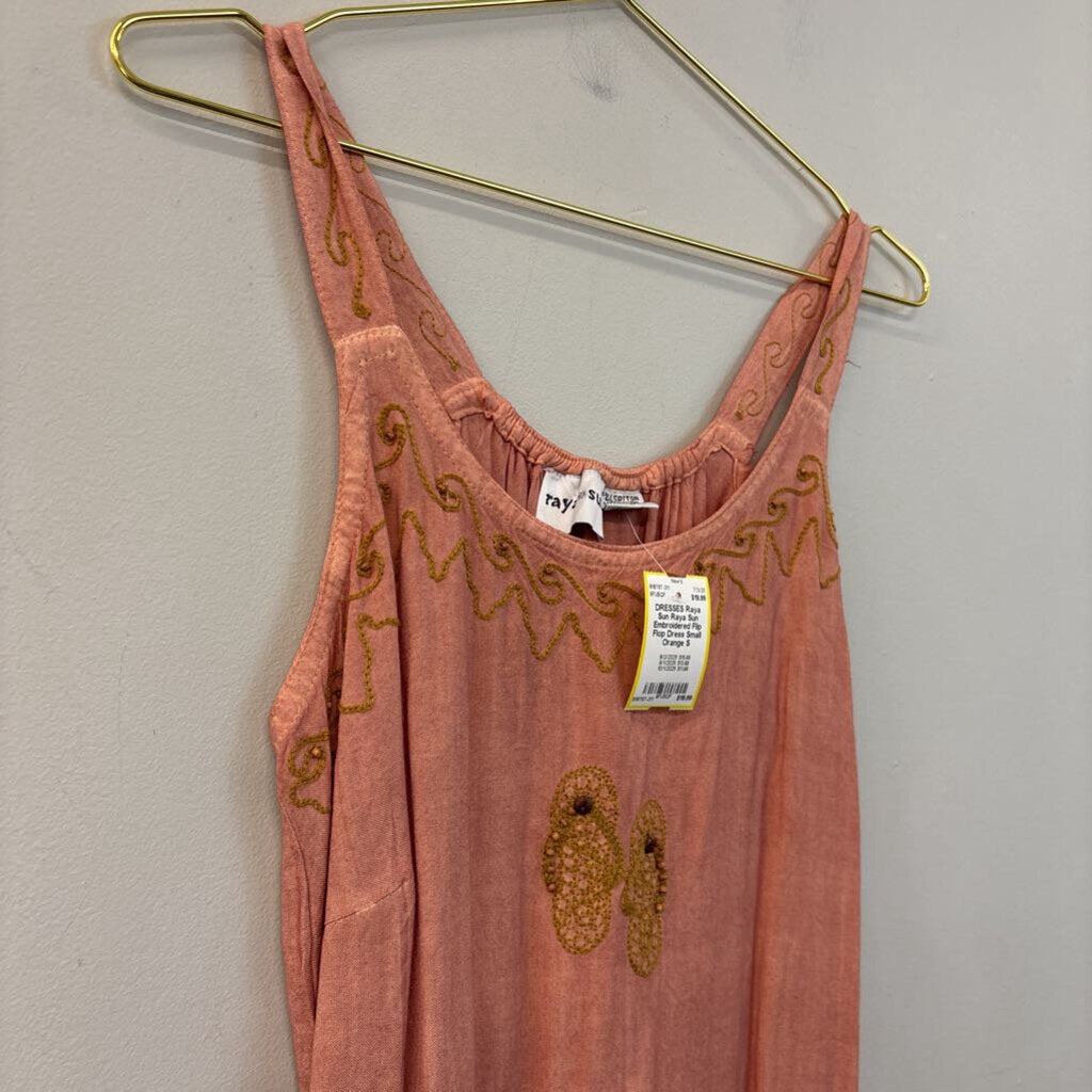 Raya Sun Embroidered Flip Flop Dress Small
