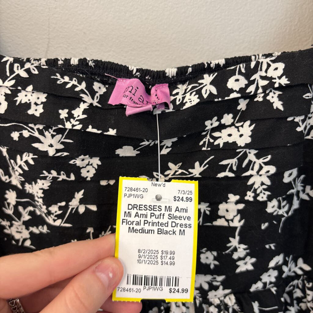 Mi Ami Puff Sleeve Floral Printed Dress Medium