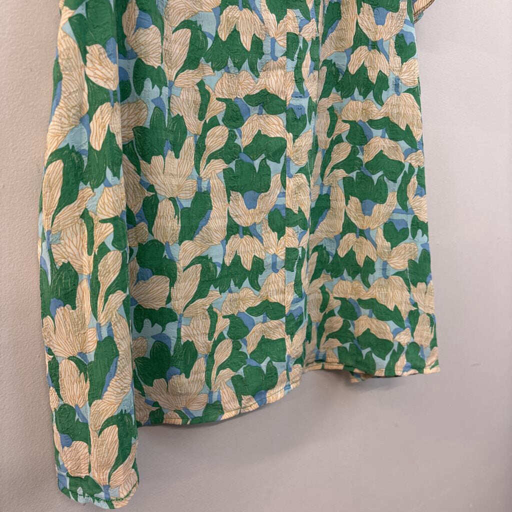 Entro Green Ruffle Sleeve Top Large