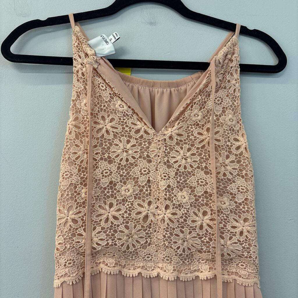 Greylin Accordion Pleated Short Dress Small