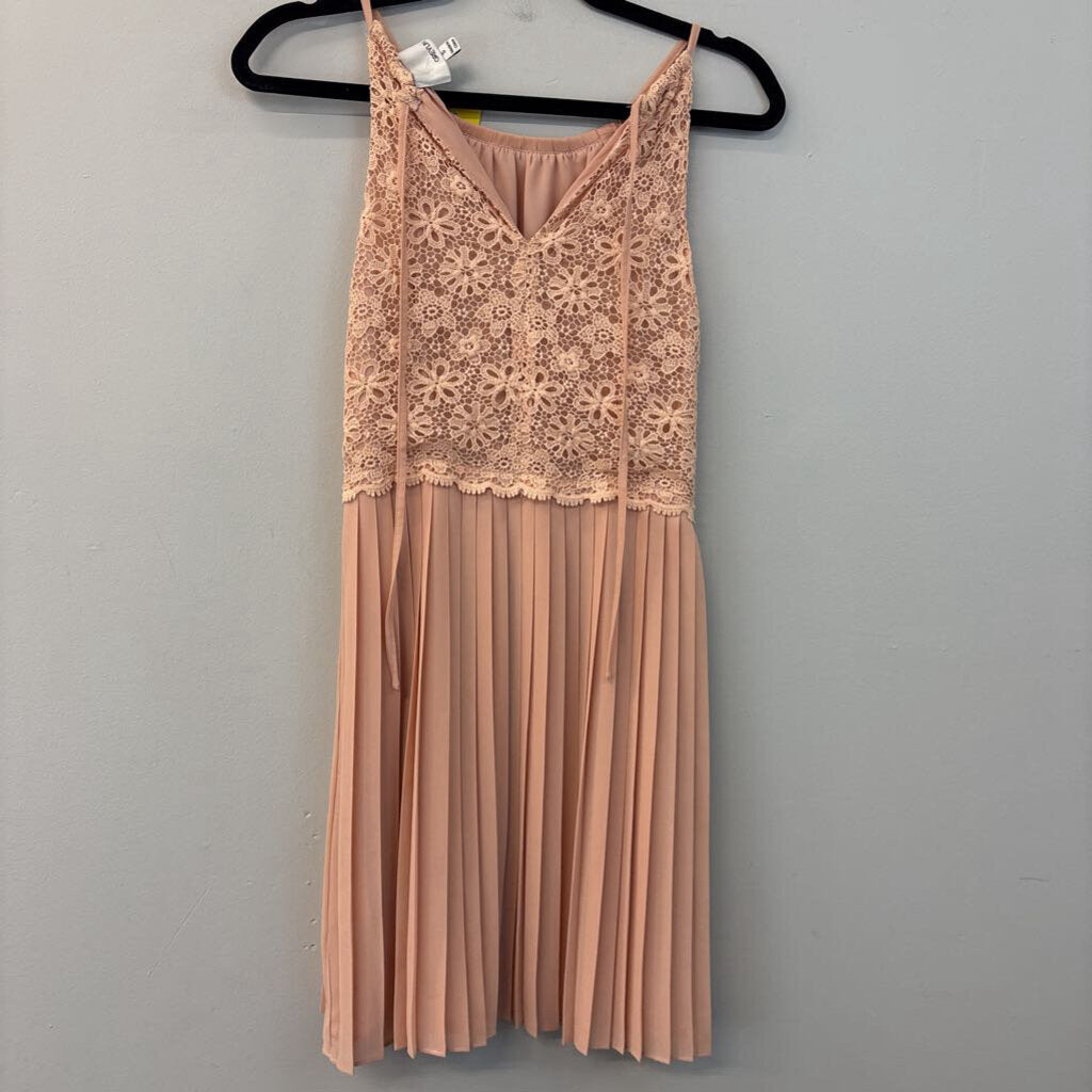 Greylin Accordion Pleated Short Dress Small