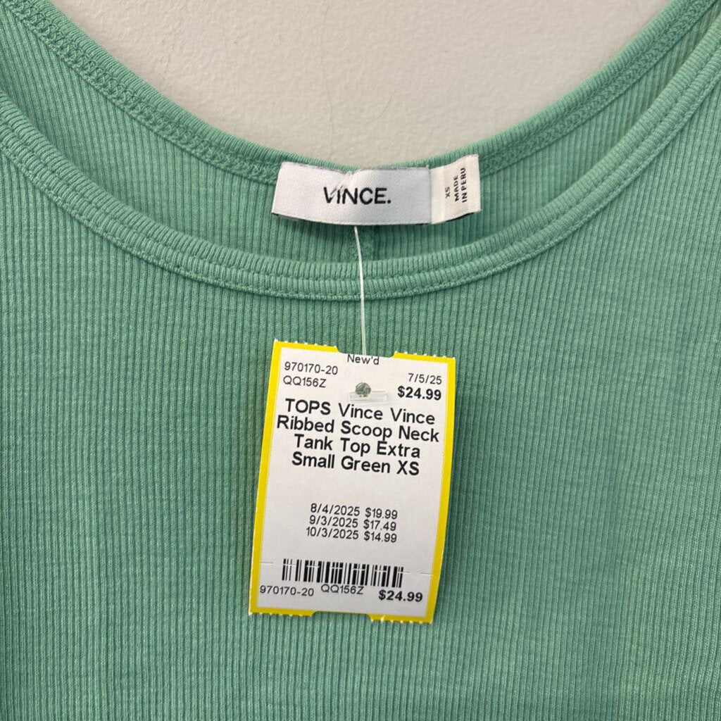 Vince Ribbed Scoop Neck Tank Top Extra Small