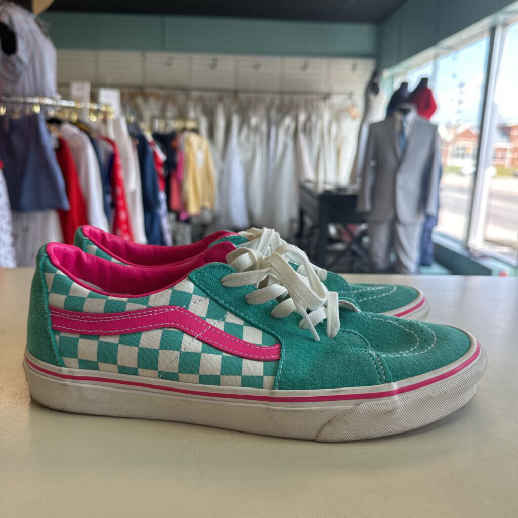 Vans Sk8low Teal/Pink Checker Sneakers 12.0