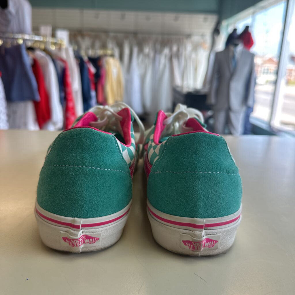 Vans Sk8low Teal/Pink Checker Sneakers 12.0