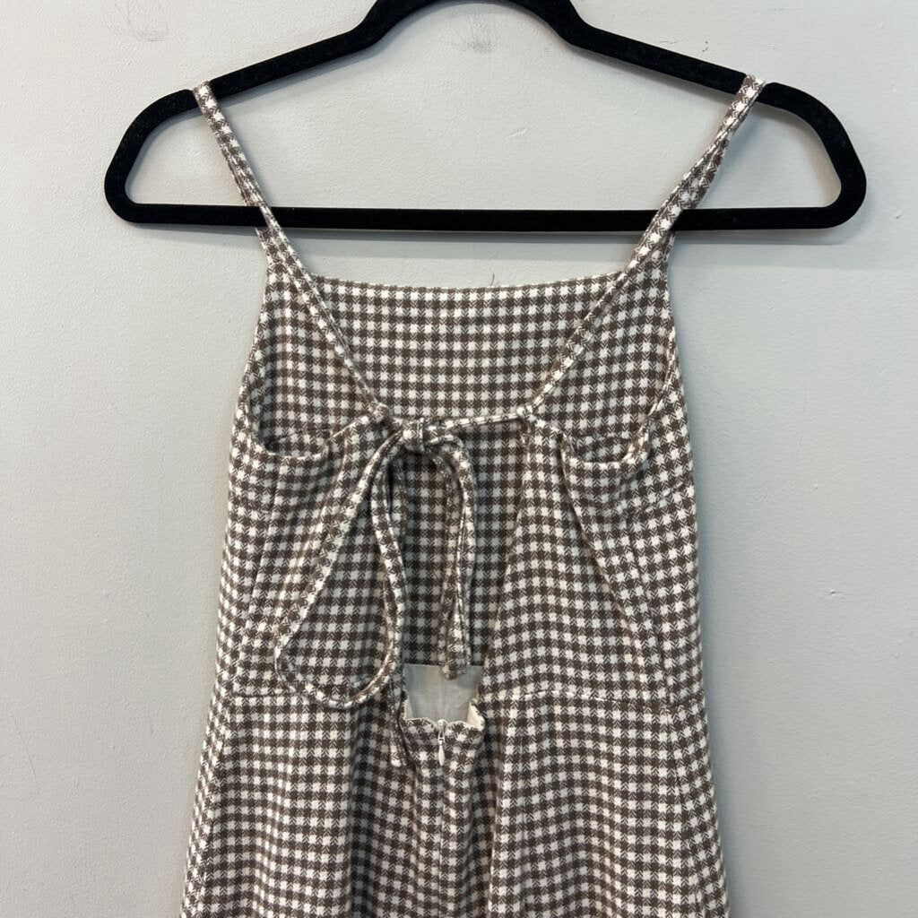 Rita Row Brown/ White Houndstooth Tie Back Dress Extra Small