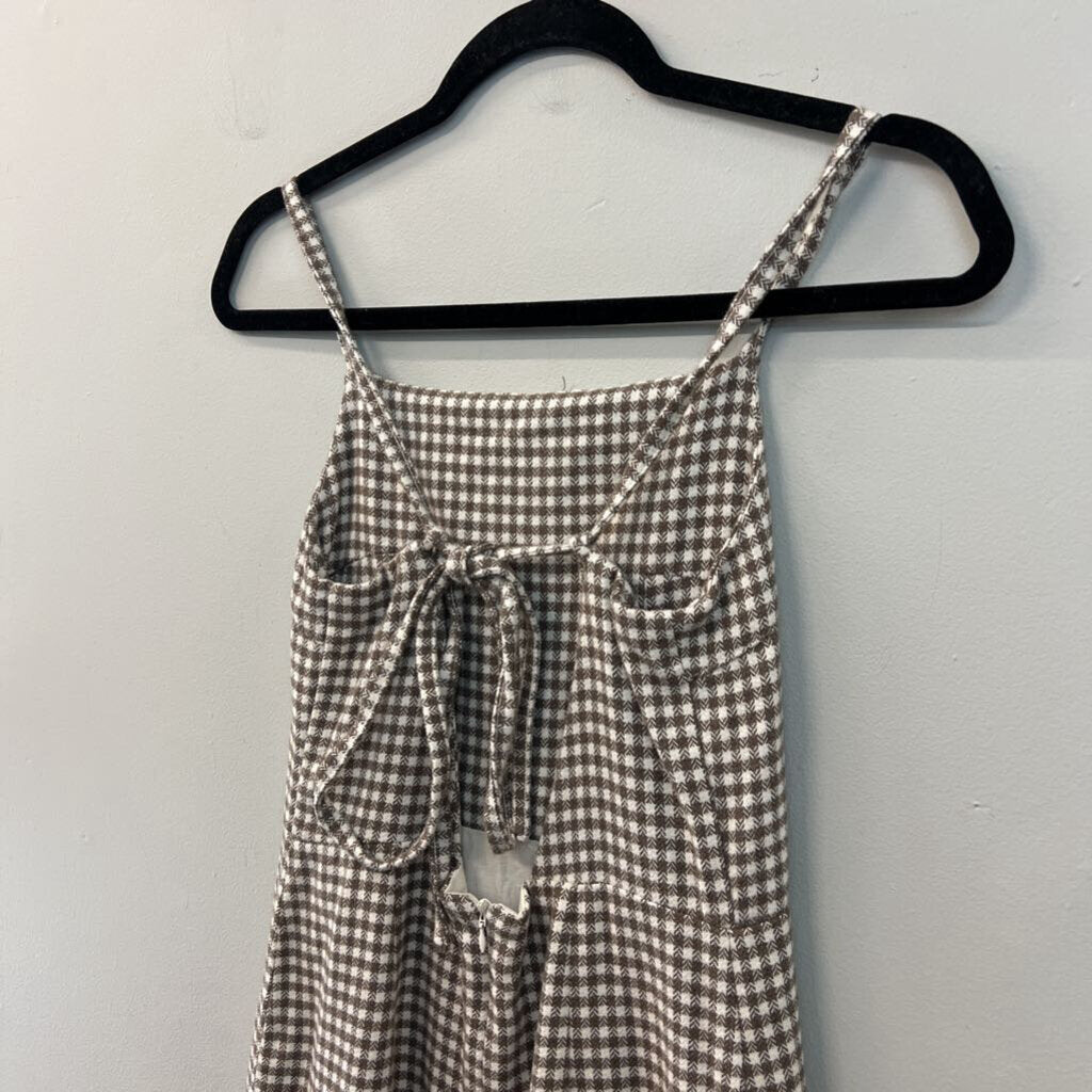 Rita Row Brown/ White Houndstooth Tie Back Dress Extra Small