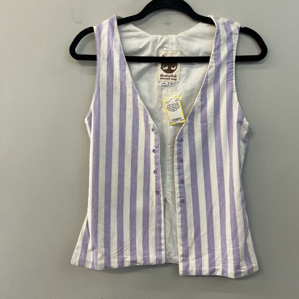 Druids Oak White/ Purple Striped Vest Top Small