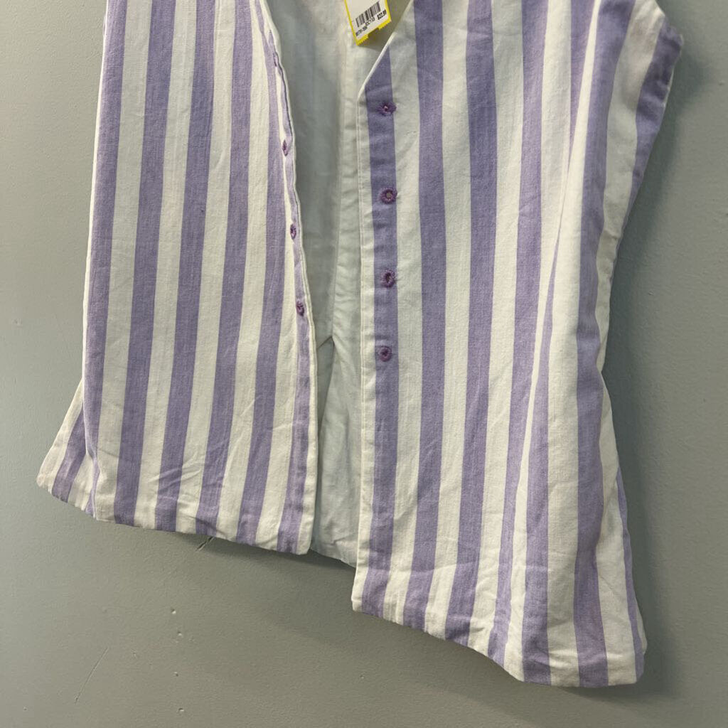 Druids Oak White/ Purple Striped Vest Top Small