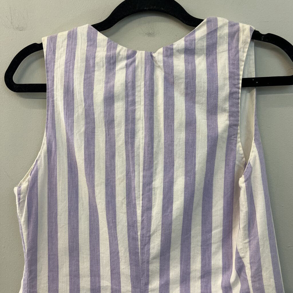 Druids Oak White/ Purple Striped Vest Top Small