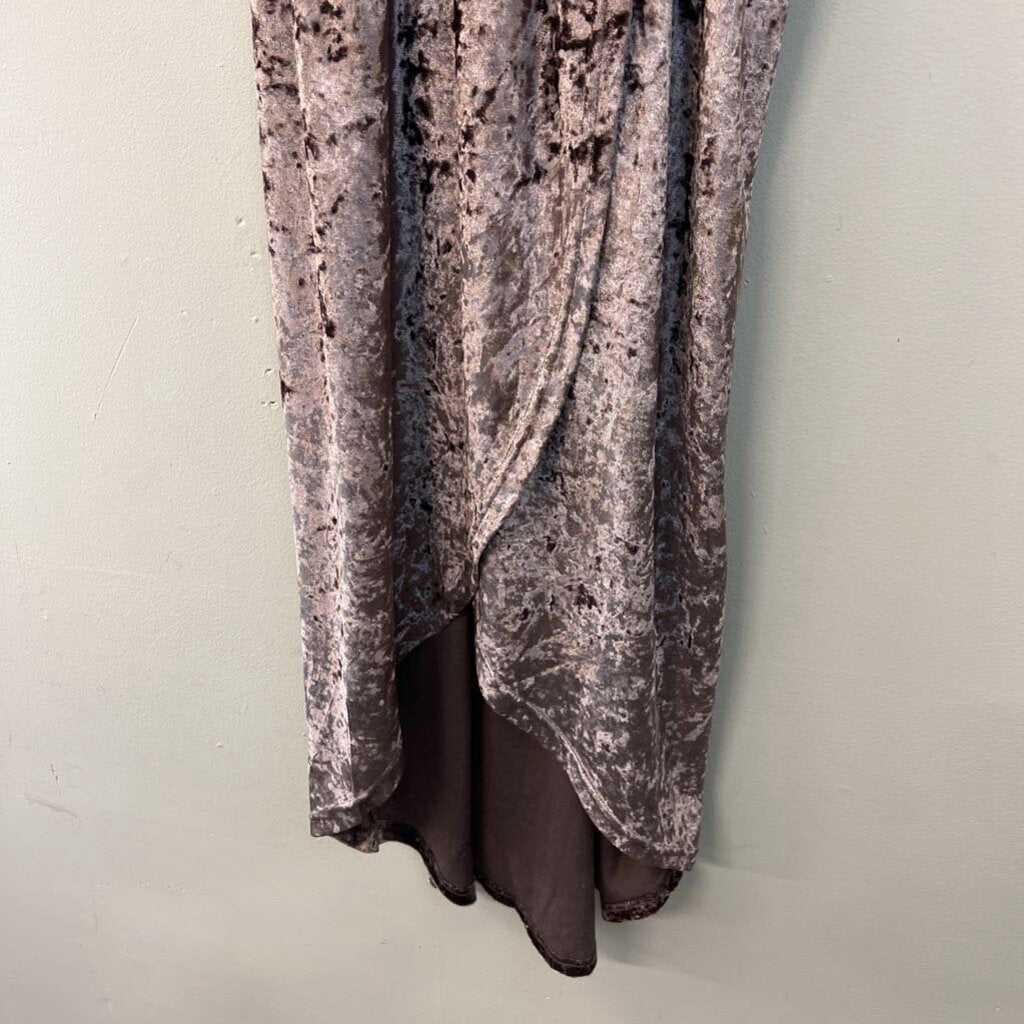 POL Purple Crushed Velvet Faux Wrap Dress Small