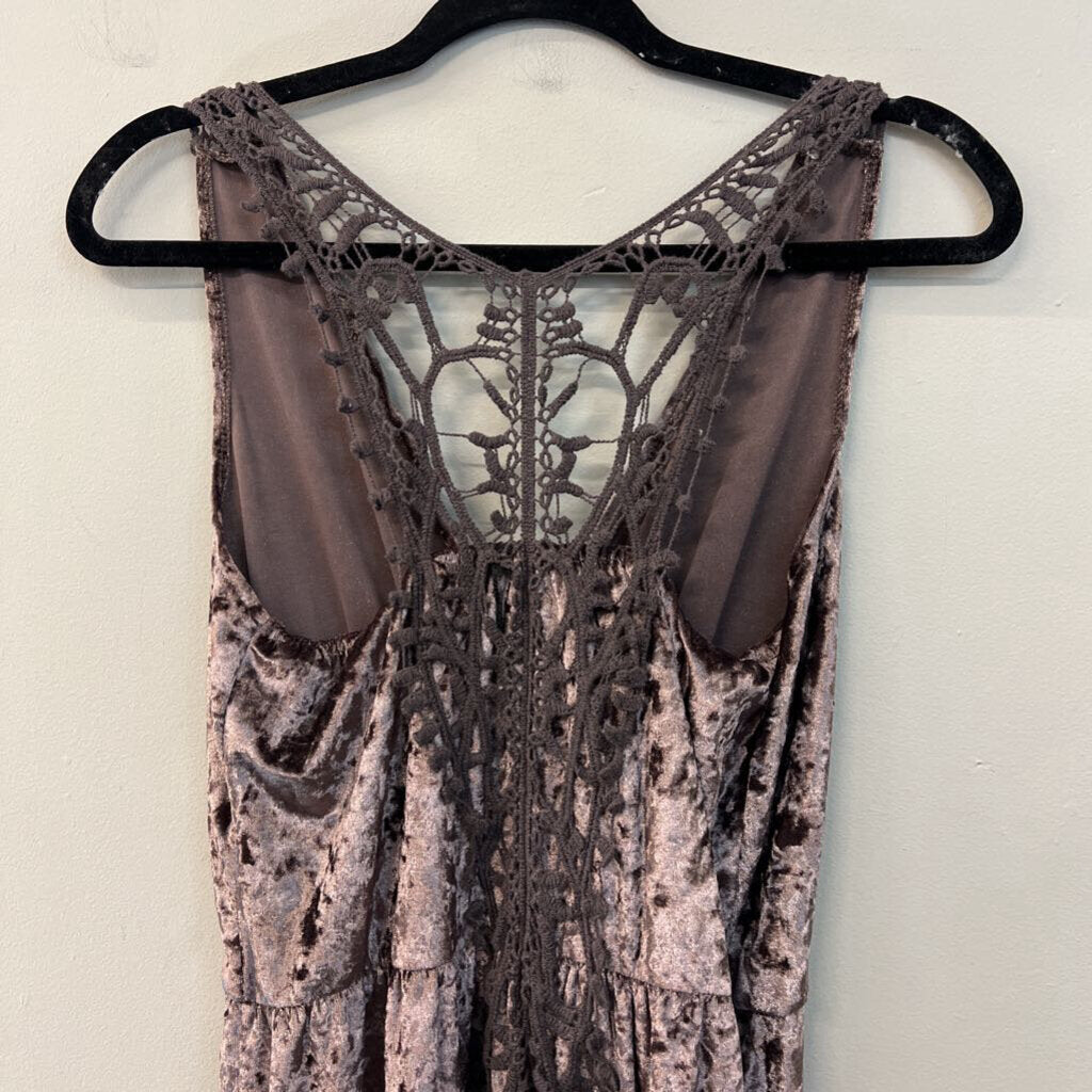 POL Purple Crushed Velvet Faux Wrap Dress Small