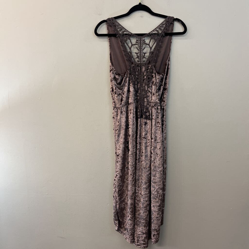 POL Purple Crushed Velvet Faux Wrap Dress Small