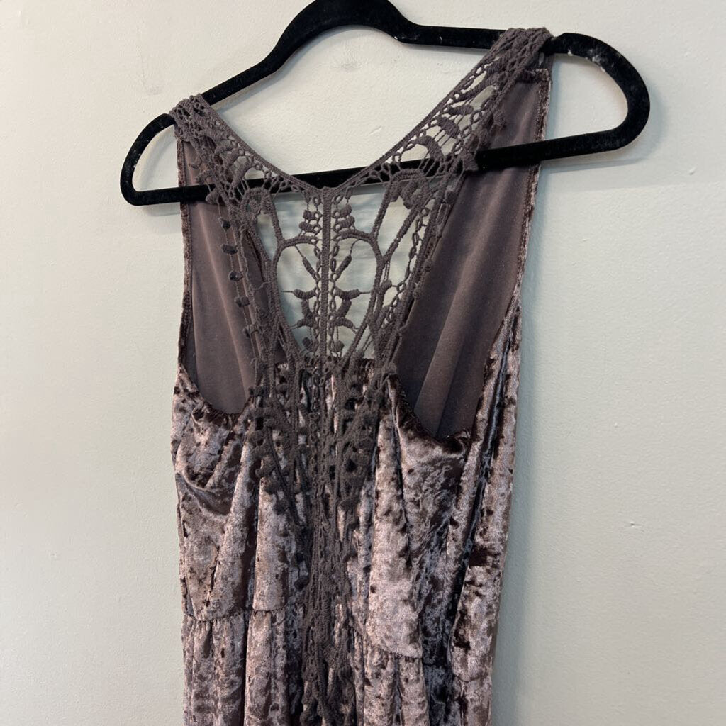 POL Purple Crushed Velvet Faux Wrap Dress Small