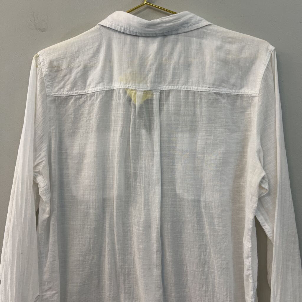 Stylus White 100% Cotton Long Sleeve Button Down Top Large