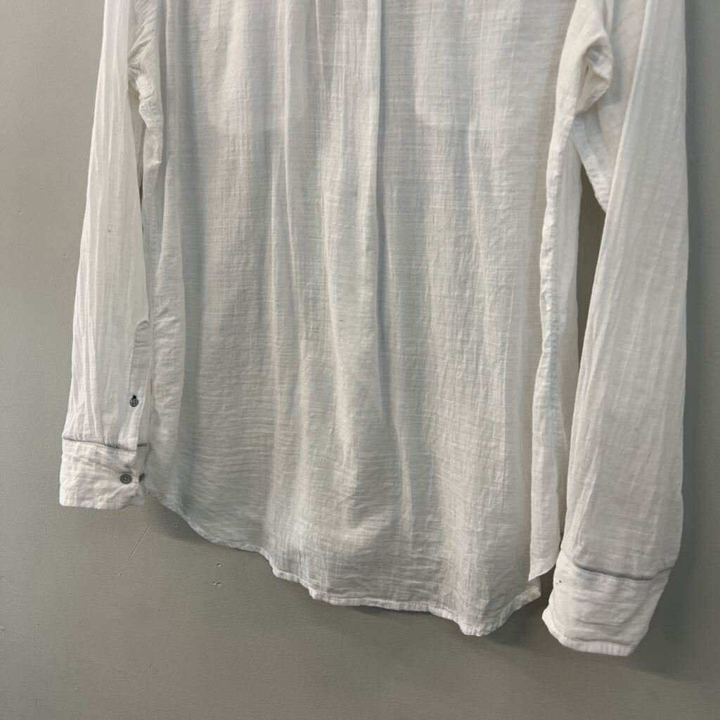 Stylus White 100% Cotton Long Sleeve Button Down Top Large