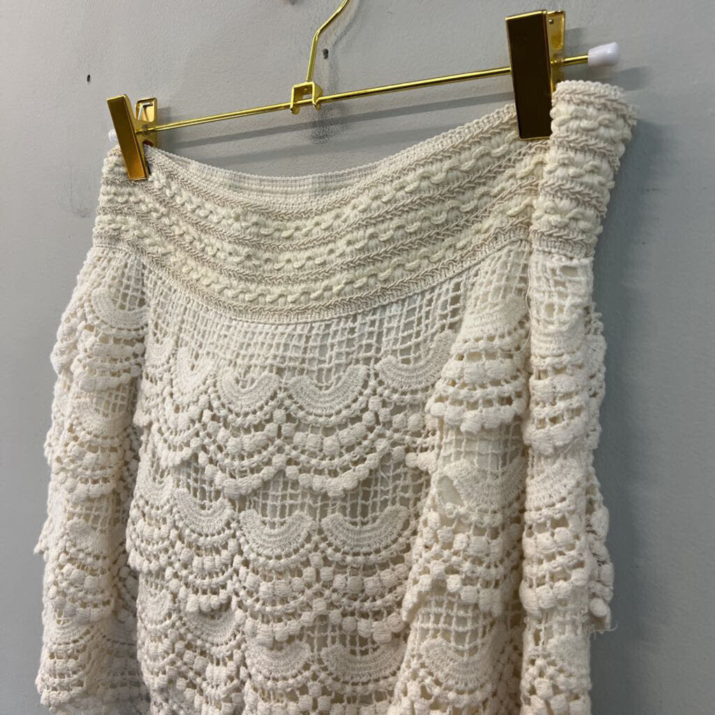 Cream Crochet Layered Shorts Extra Large