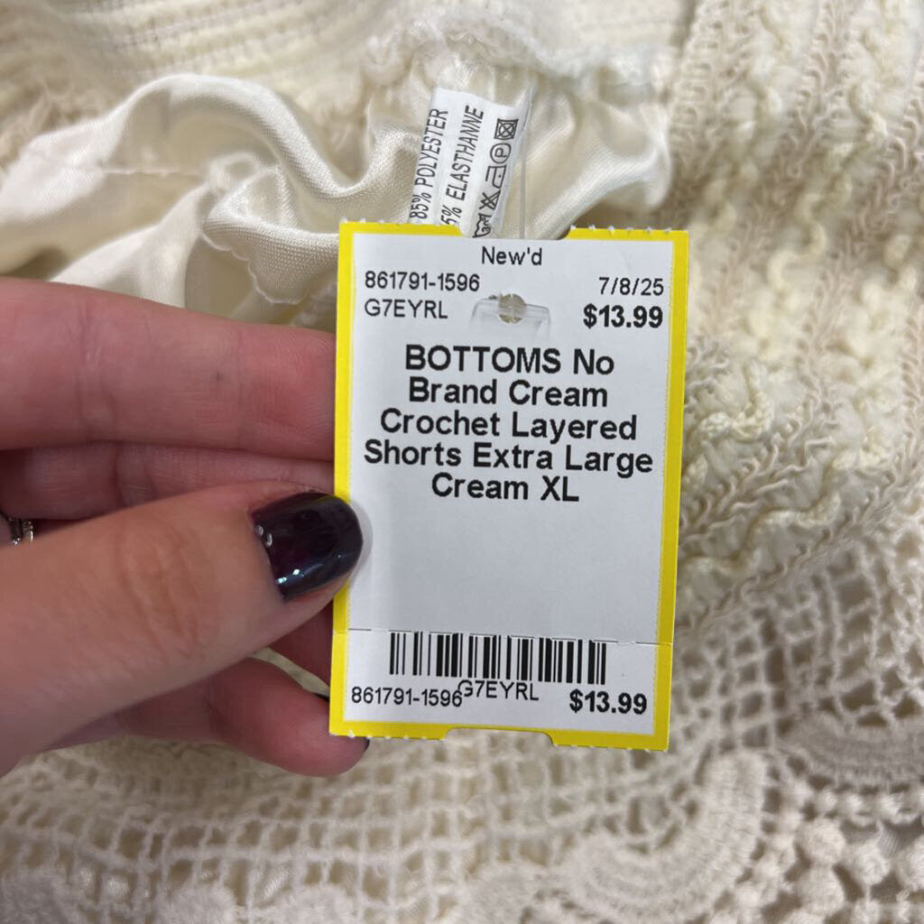 Cream Crochet Layered Shorts Extra Large