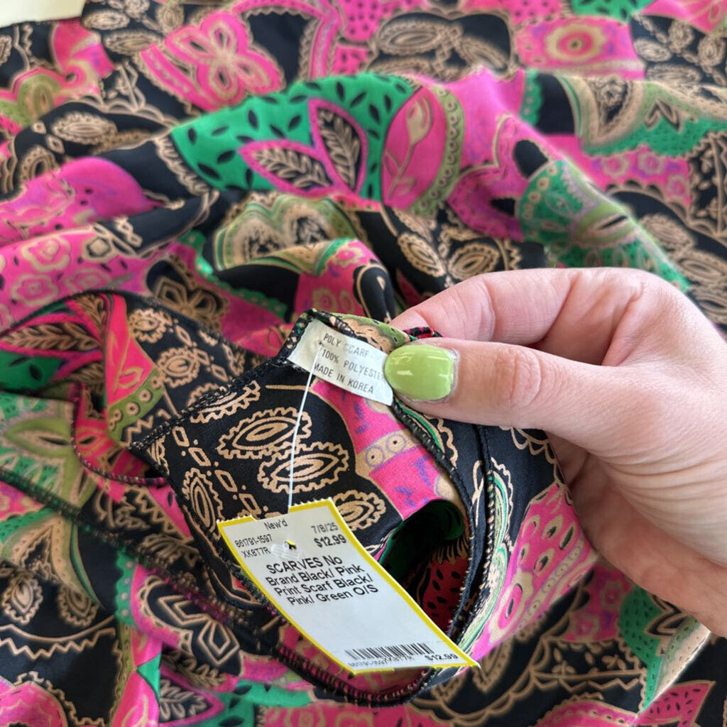 Black/ Pink Print Scarf