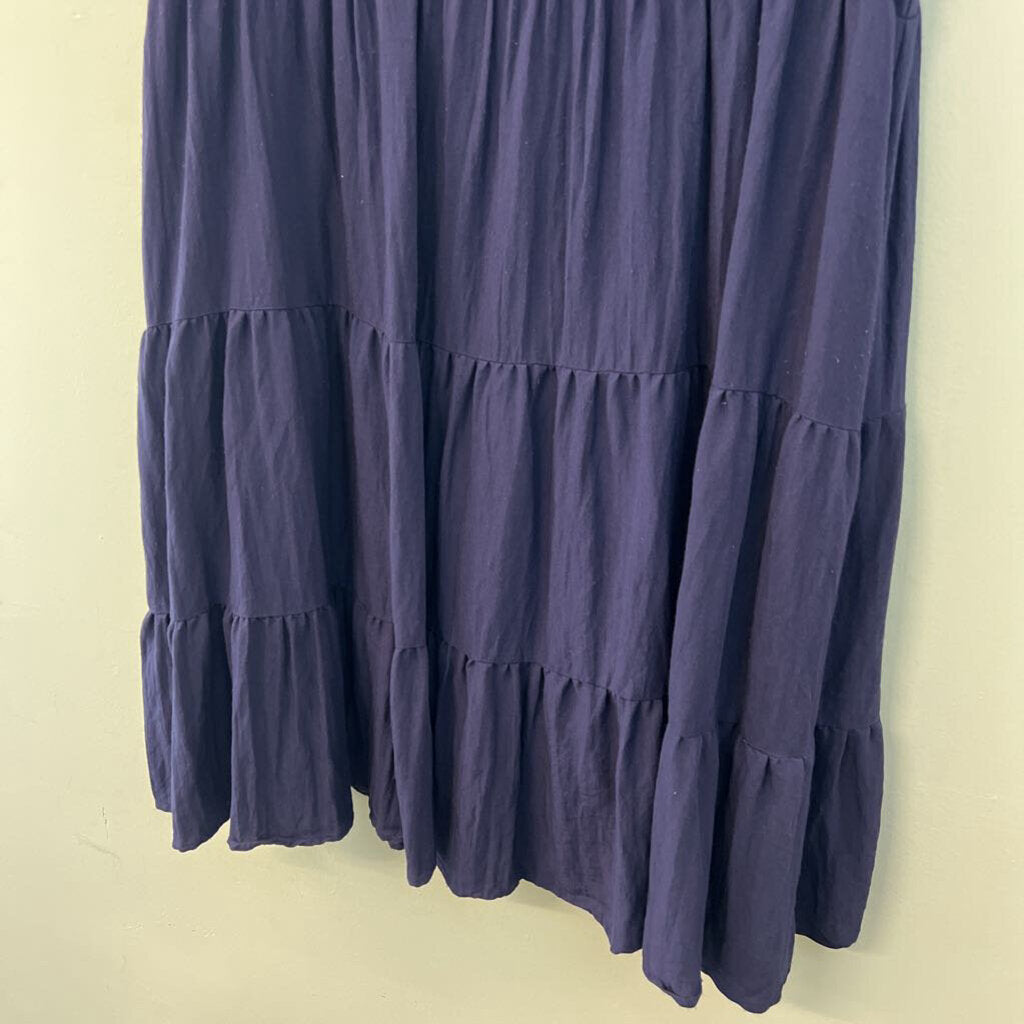 Entro Navy Short Ruffle Sleeve Tiered Skirt Dress Extra Large