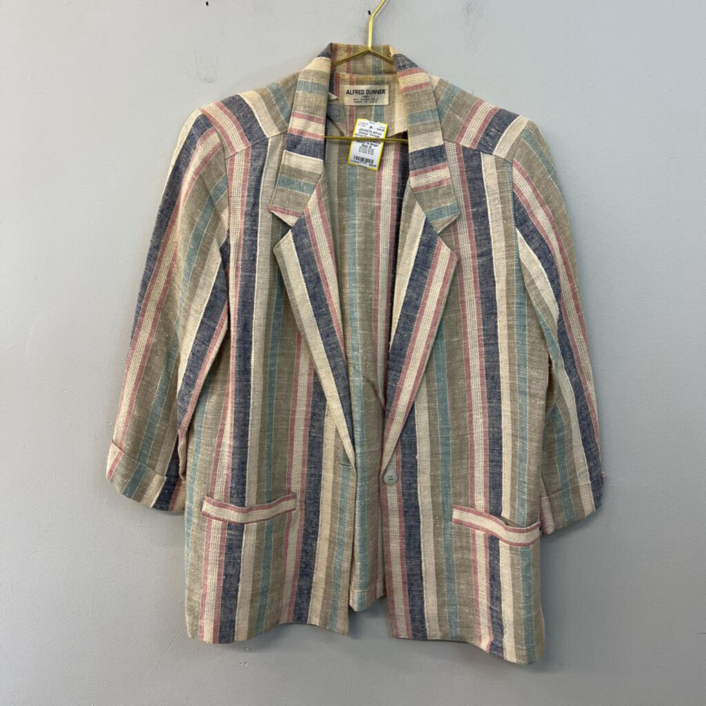 Vintage Alfred Dunner Beige/ Multi Striped Blazer Jacket 14