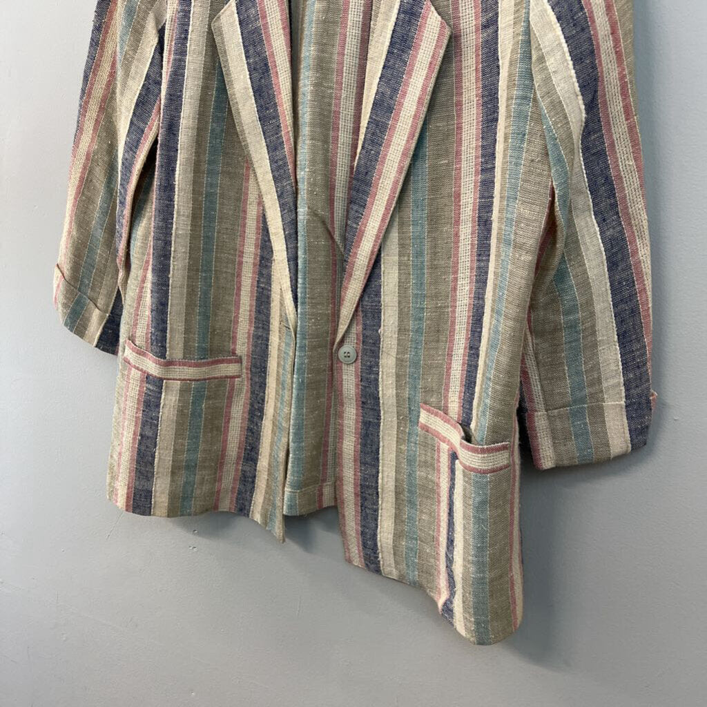 Vintage Alfred Dunner Beige/ Multi Striped Blazer Jacket 14