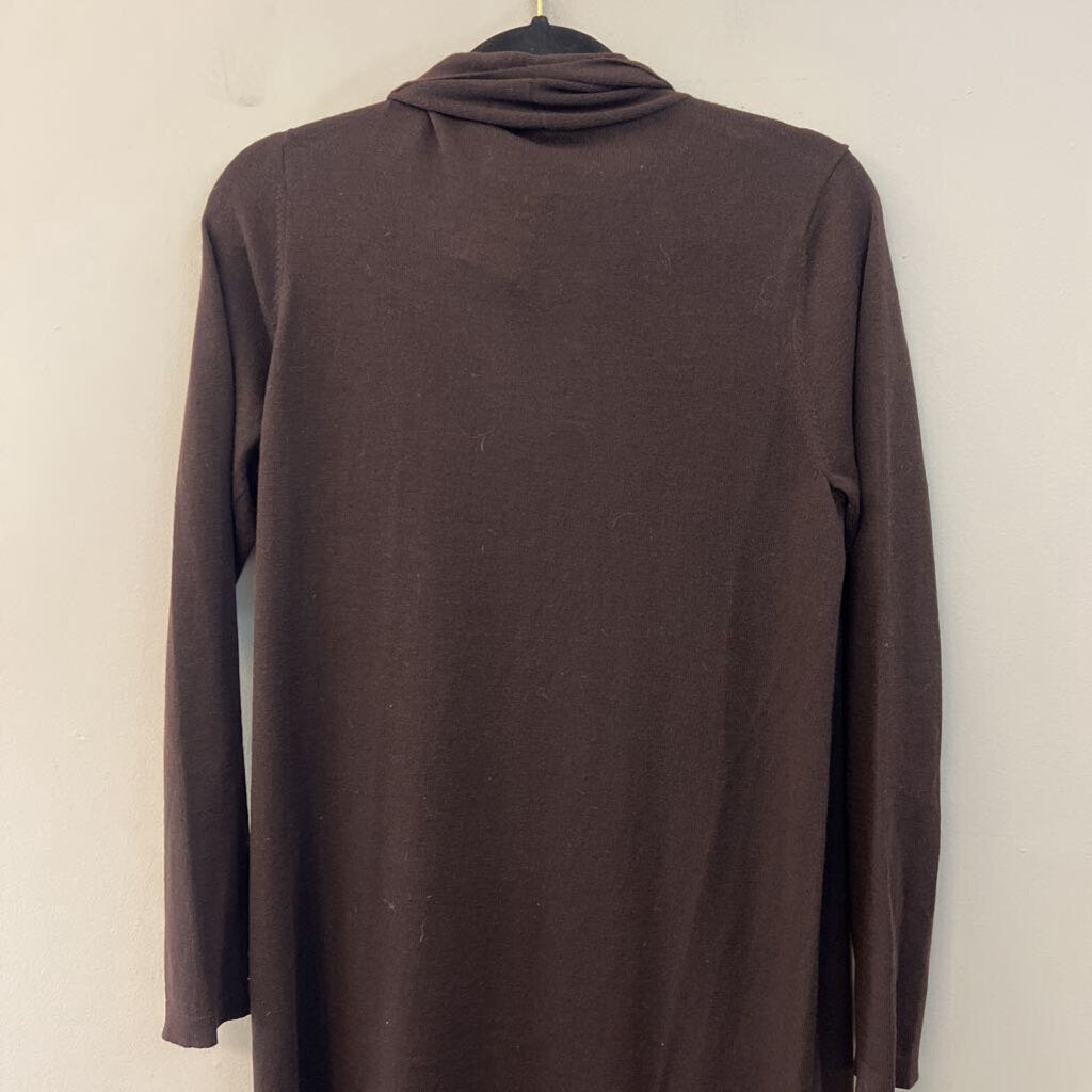 Eileen Fisher Brown Knit Long Open Front Cardigan Sweater Medium