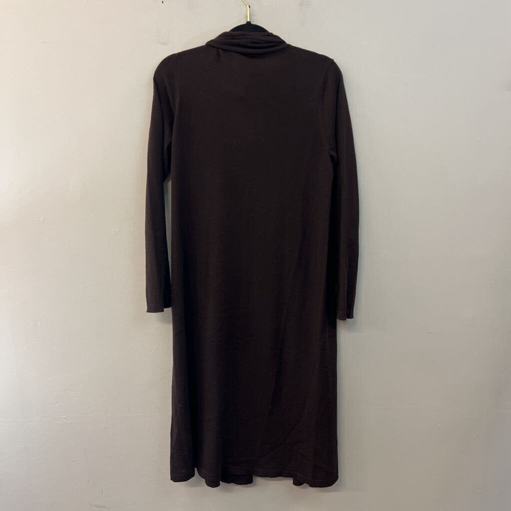 Eileen Fisher Brown Knit Long Open Front Cardigan Sweater Medium