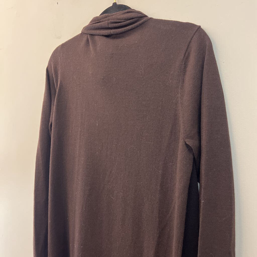 Eileen Fisher Brown Knit Long Open Front Cardigan Sweater Medium