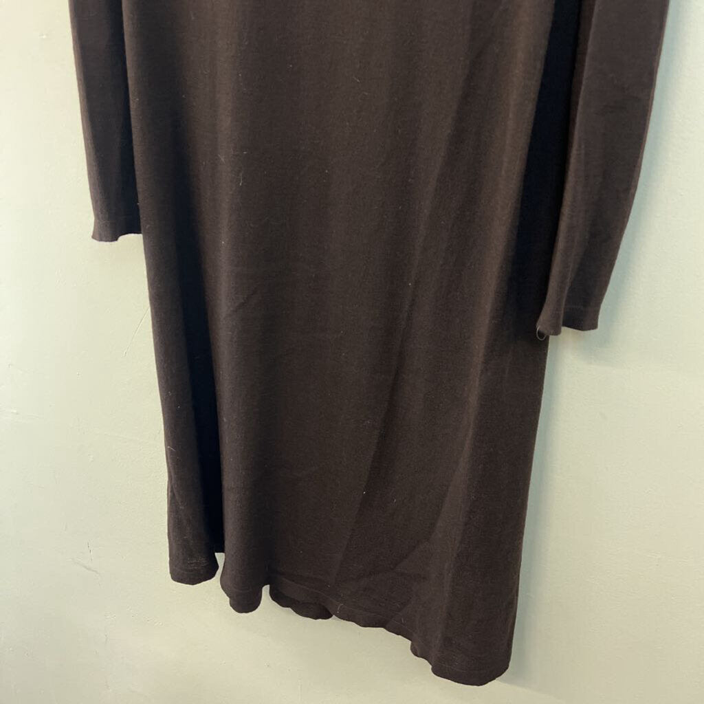 Eileen Fisher Brown Knit Long Open Front Cardigan Sweater Medium