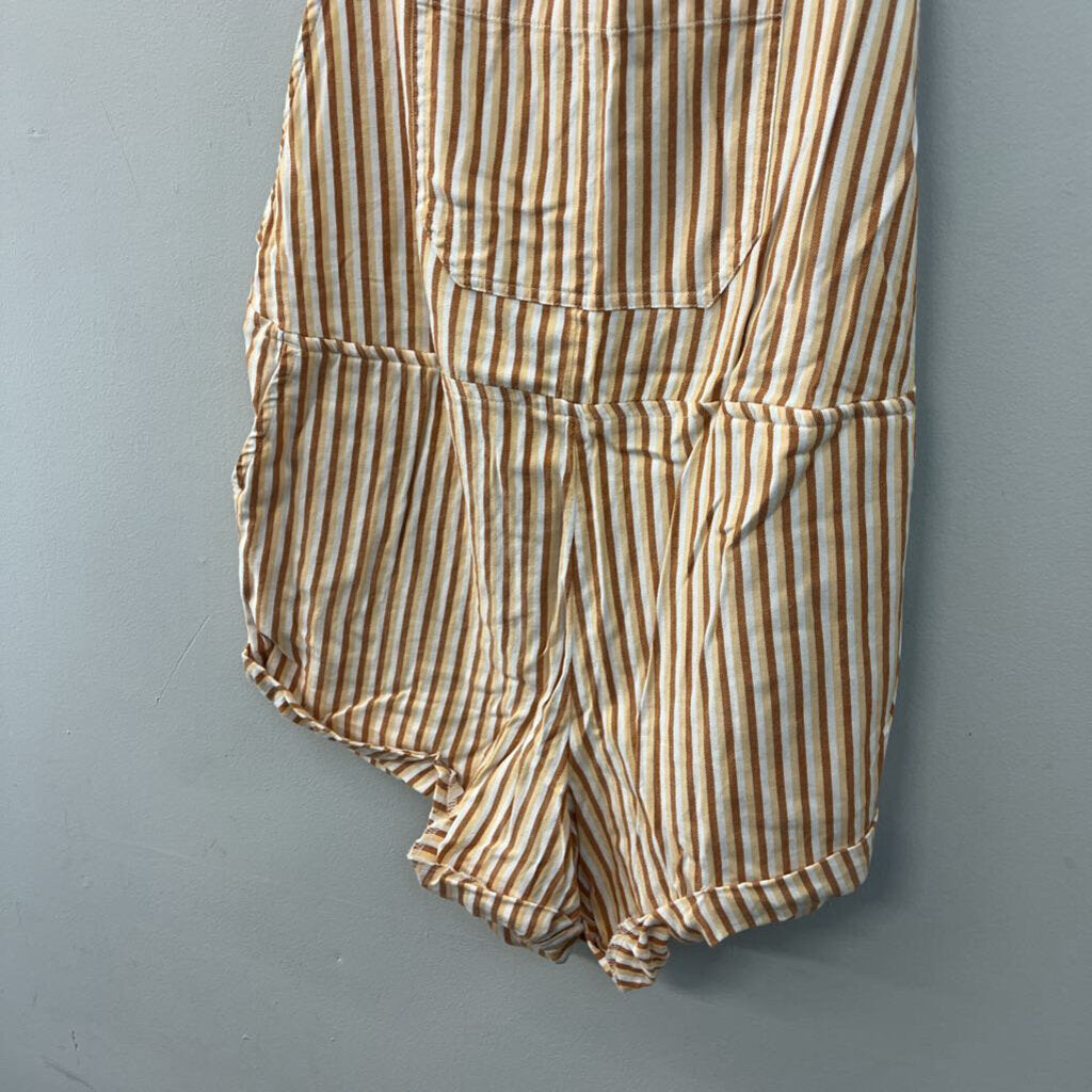 Billabong Brown/ White Striped Overall Romper Large