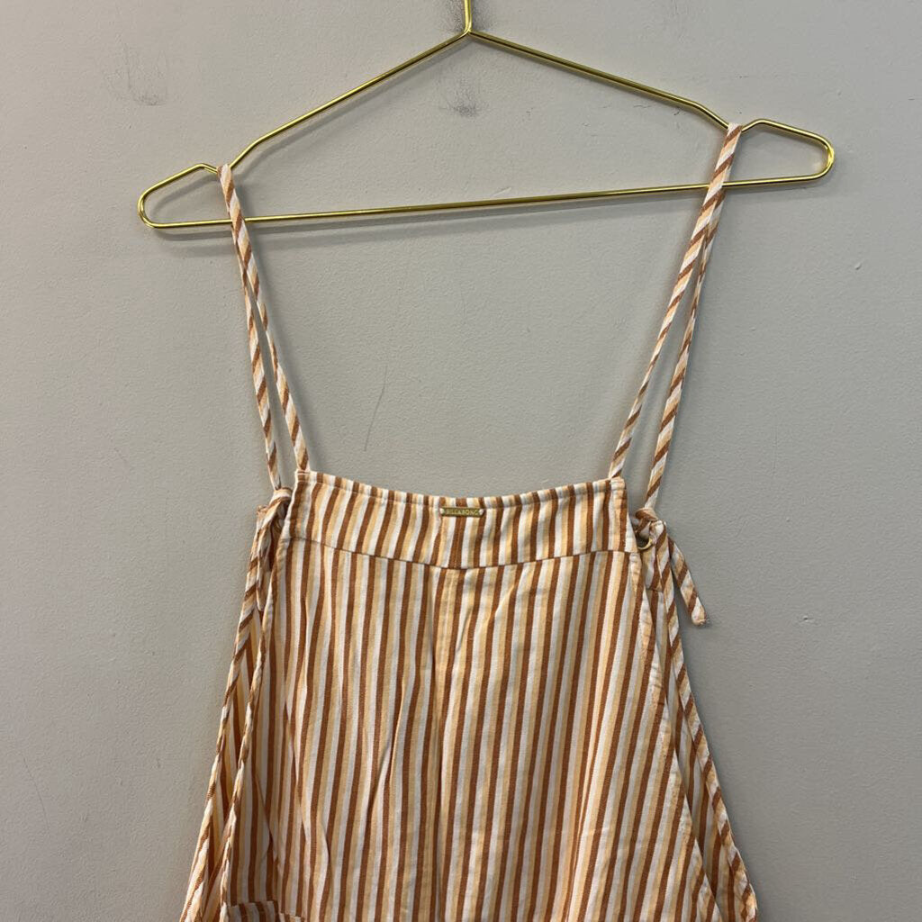 Billabong Brown/ White Striped Overall Romper Large