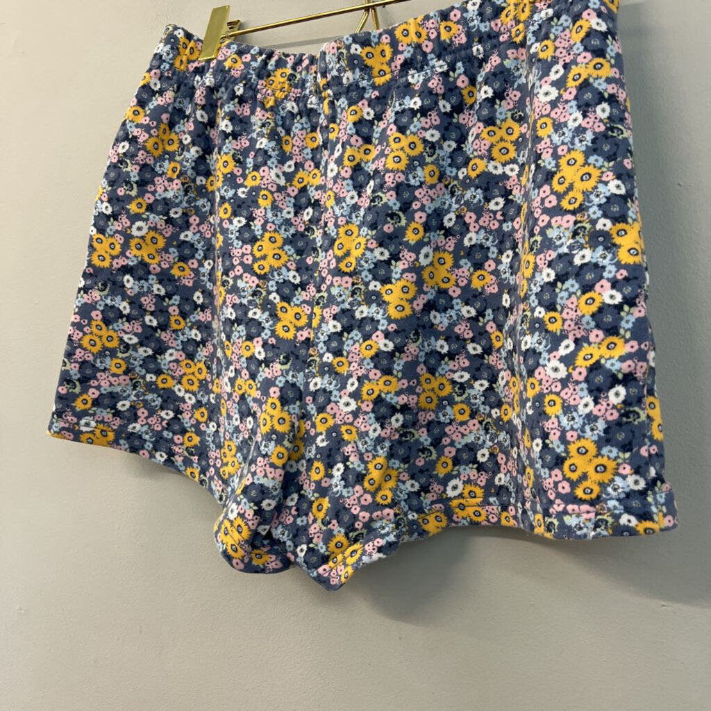 Vans Blue/ Multi Flower Print Pull On Shorts Medium