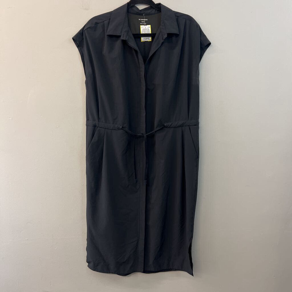 REI Cooperative Black Short Sleeve Button Front Dress Medium