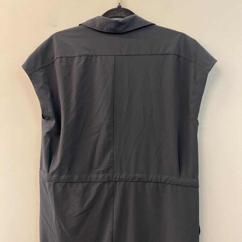 REI Cooperative Black Short Sleeve Button Front Dress Medium
