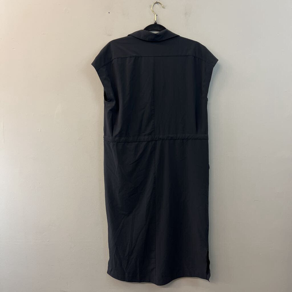 REI Cooperative Black Short Sleeve Button Front Dress Medium
