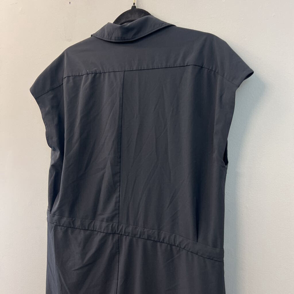 REI Cooperative Black Short Sleeve Button Front Dress Medium