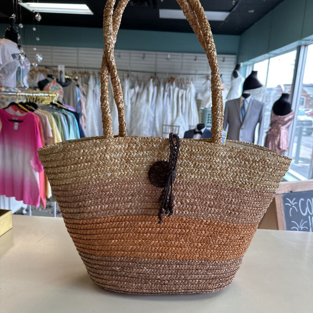 Cappelli Brown Straw Woven Tote Purse