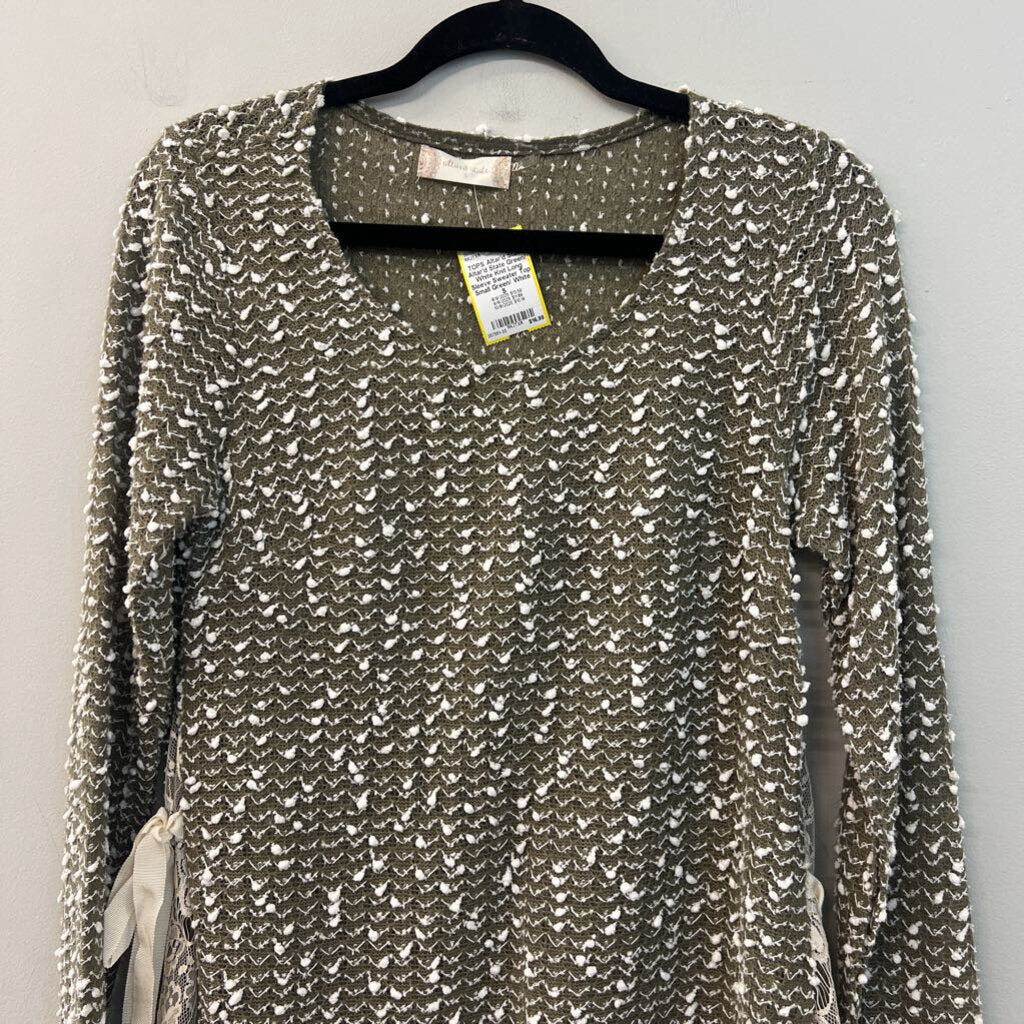 Altar'd State Green/ White Knit Long Sleeve Sweater Top Small