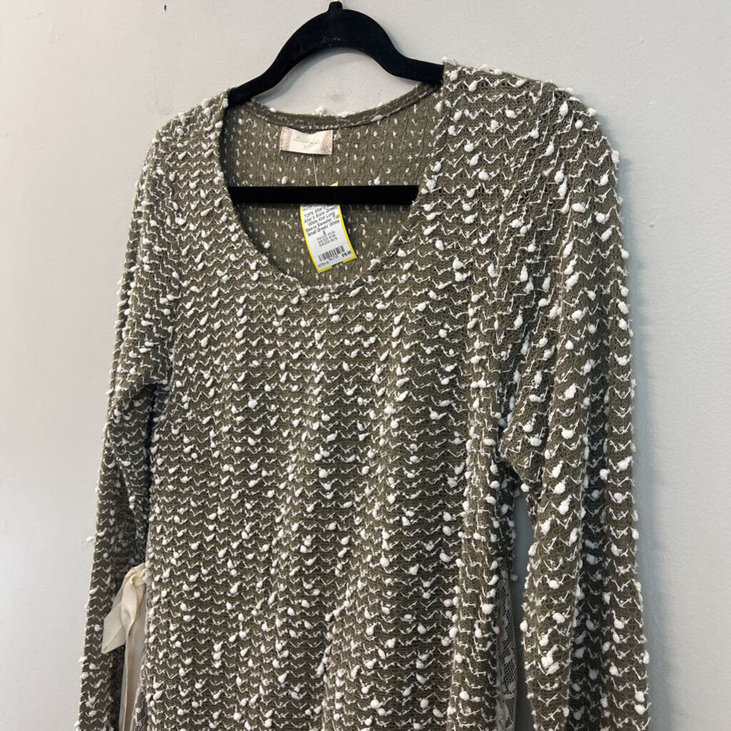 Altar'd State Green/ White Knit Long Sleeve Sweater Top Small