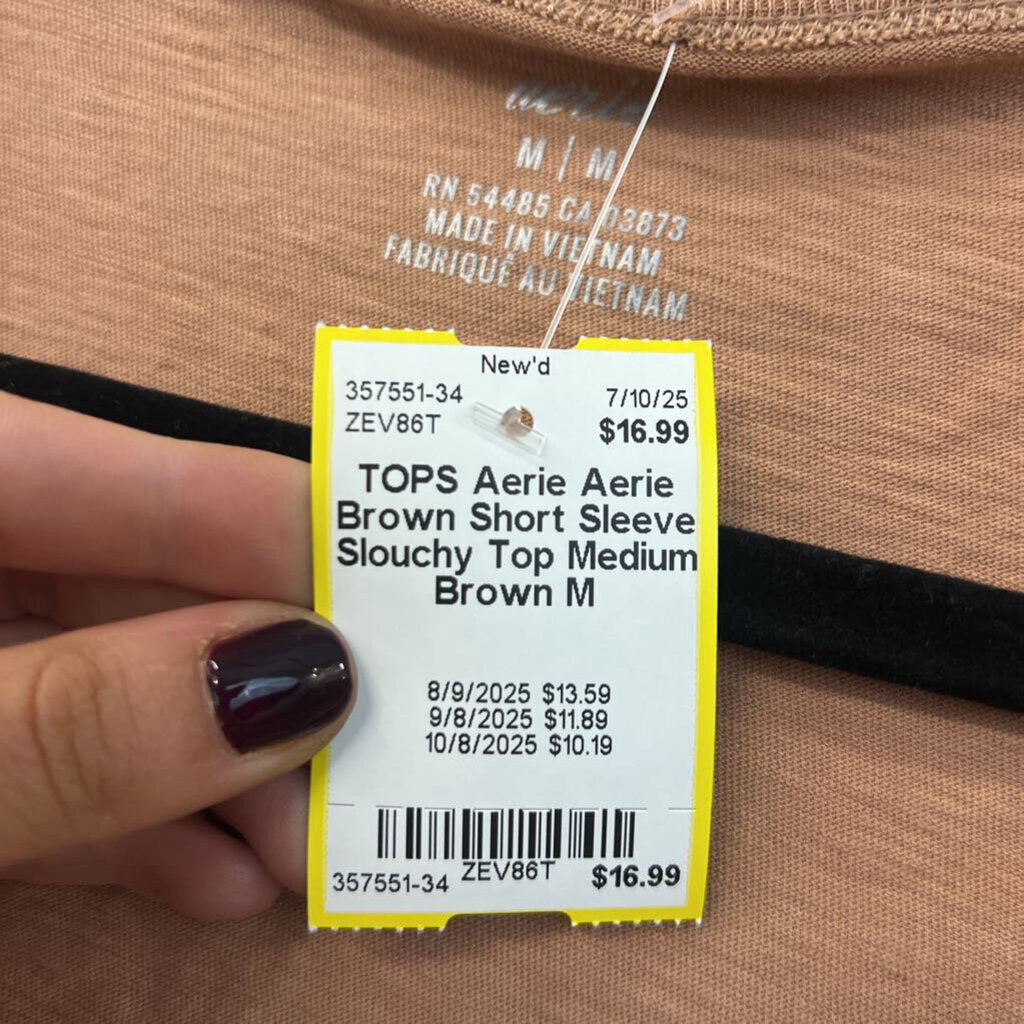 Aerie Brown Short Sleeve Slouchy Top Medium
