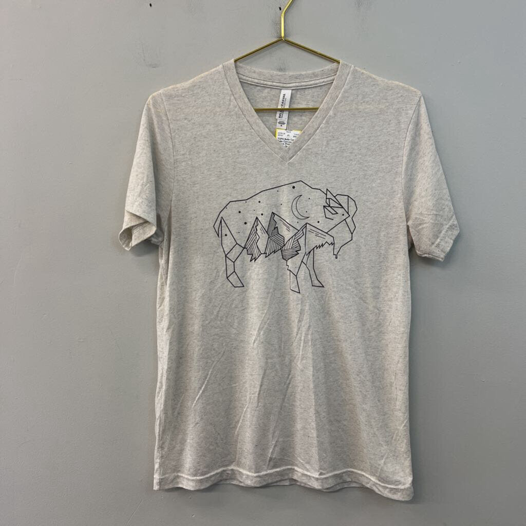 Bella Canvas Grey/ Black Print Short Sleeve Graphic Tee Medium