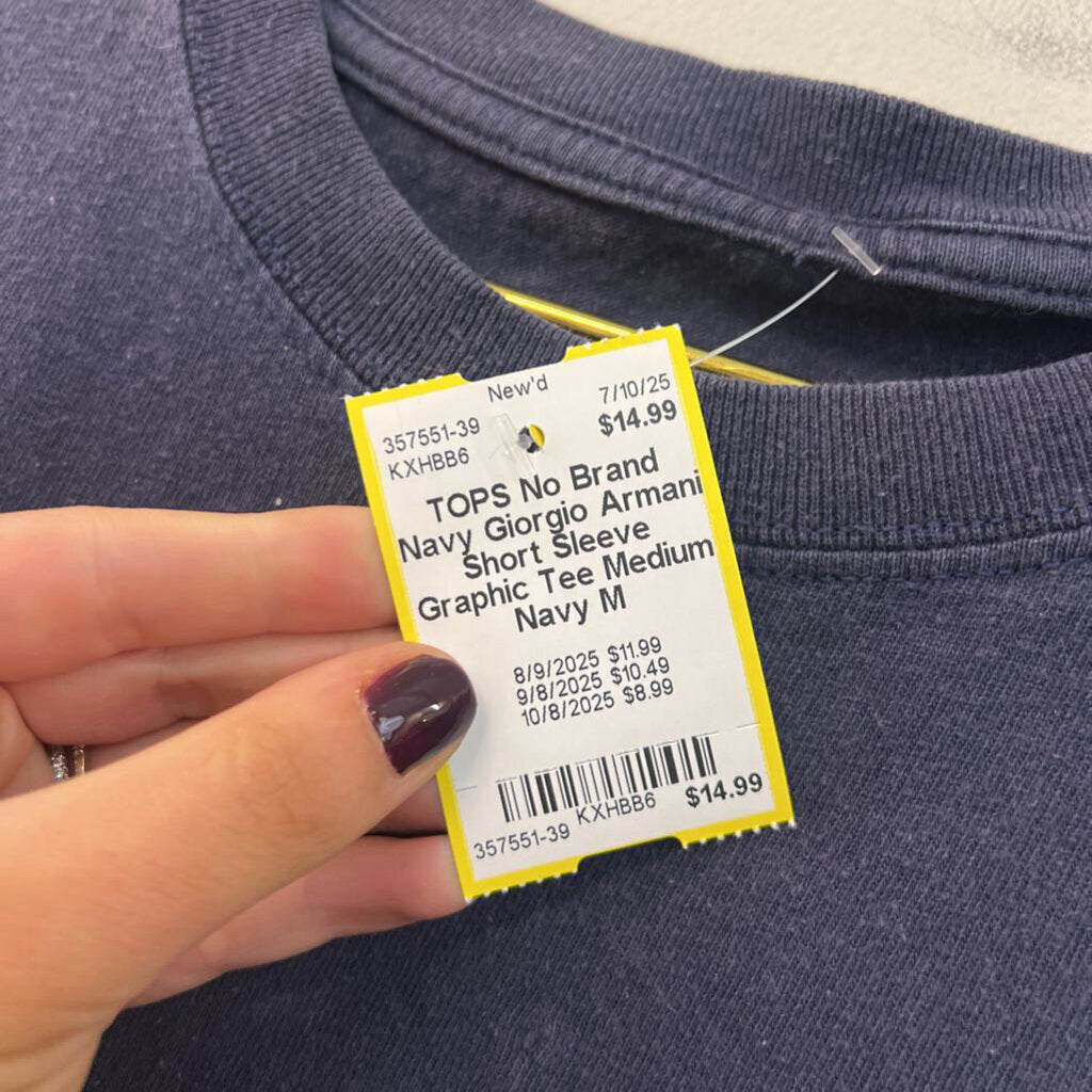 Navy Giorgio Armani Short Sleeve Graphic Tee Medium