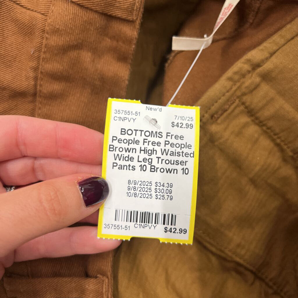 Free People Brown High Waisted Wide Leg Trouser Pants 10