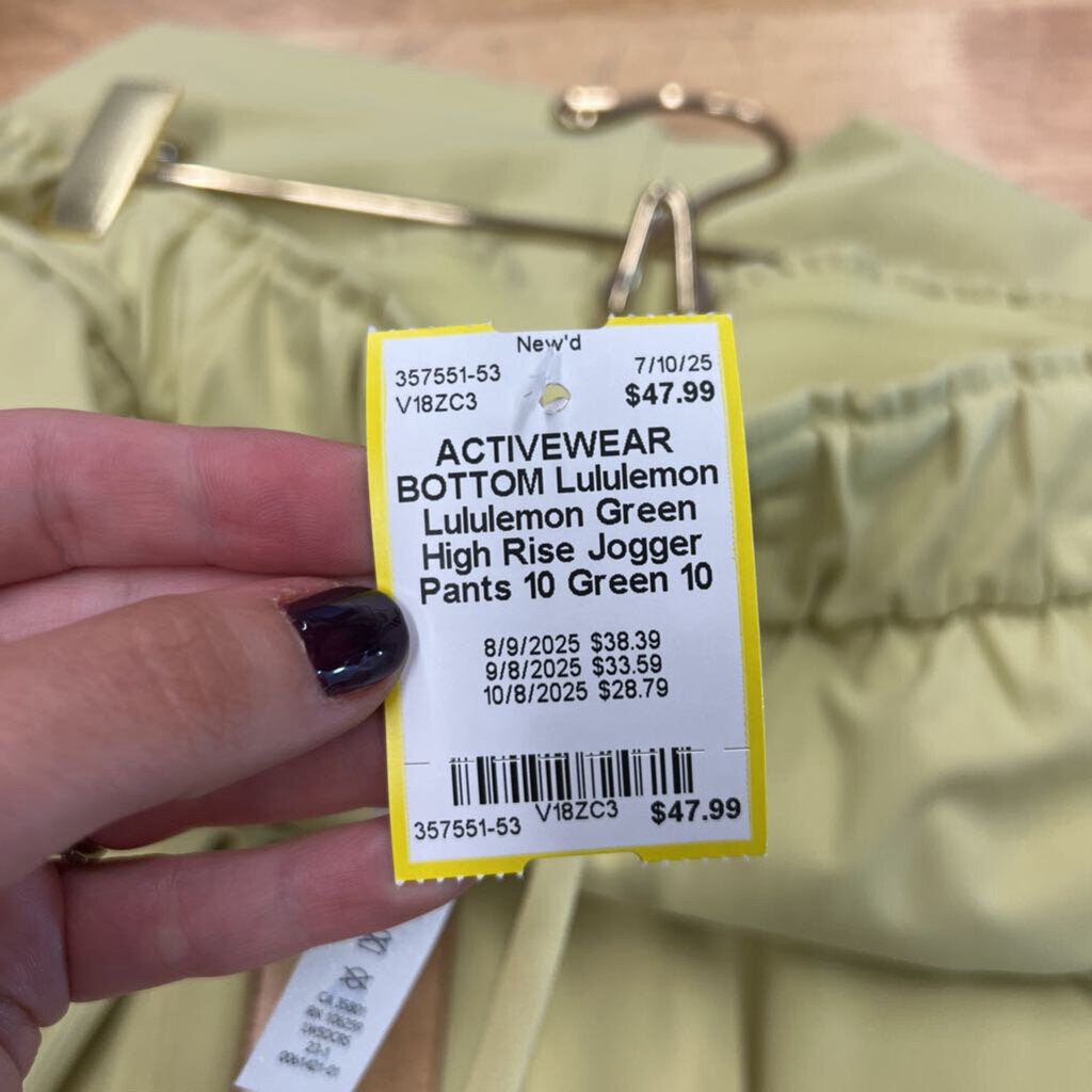 Lululemon Green High Rise Jogger Pants 10