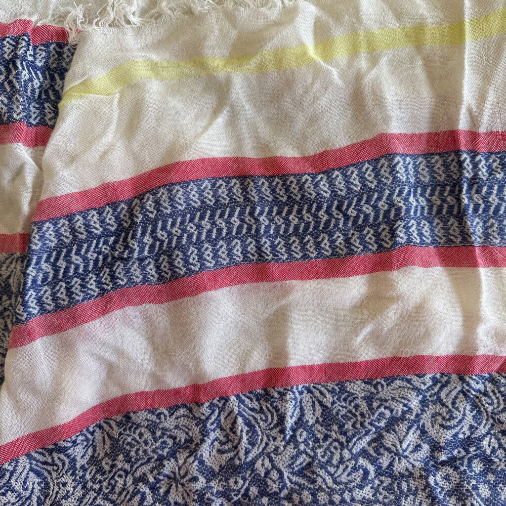 Cream/ Blue/ Multi Print Scarf