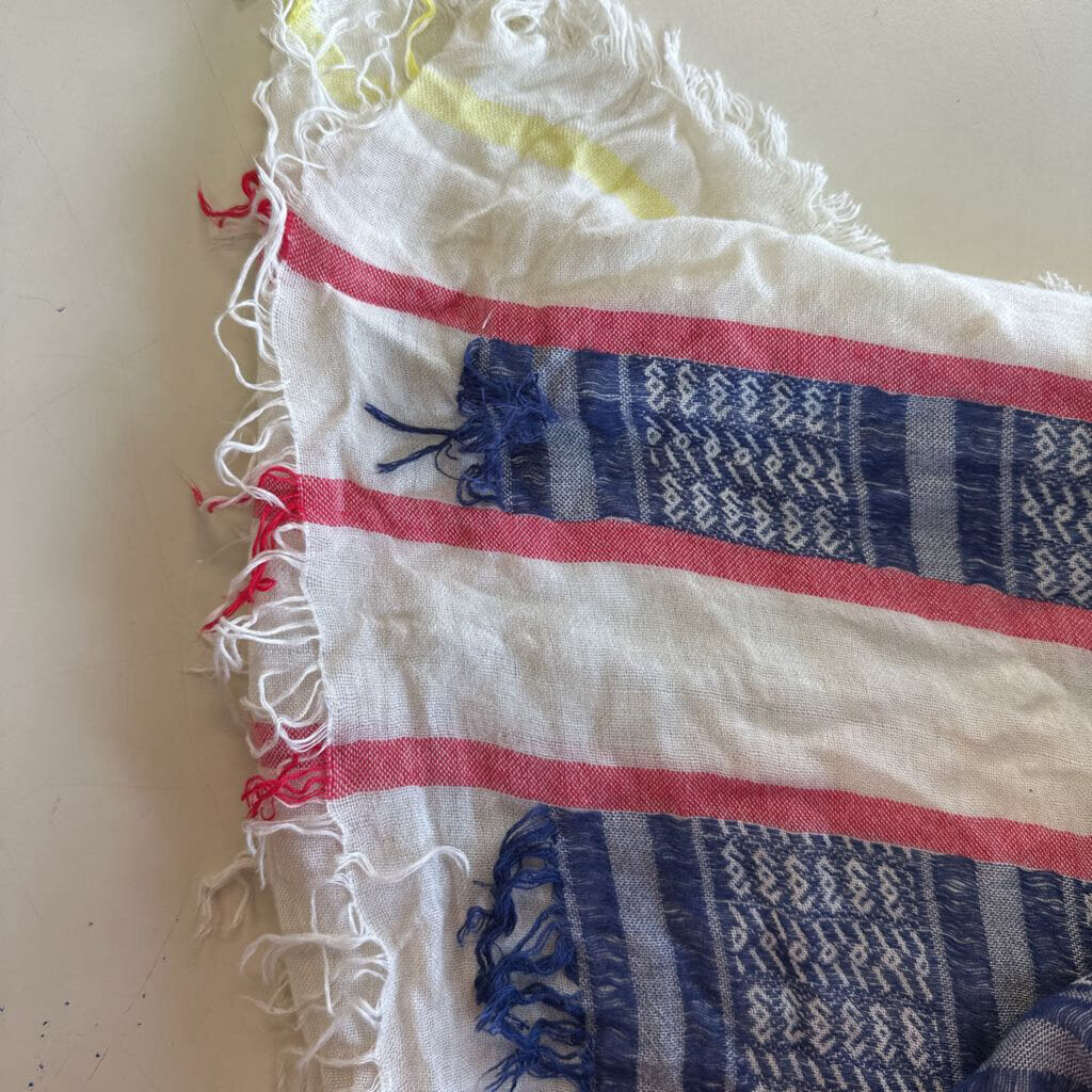 Cream/ Blue/ Multi Print Scarf
