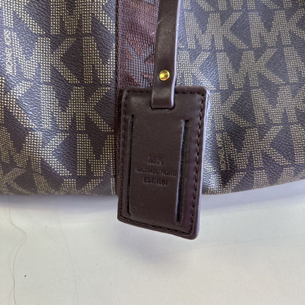 Michael Kors Brown Leather Signature Logo Weekender Bag