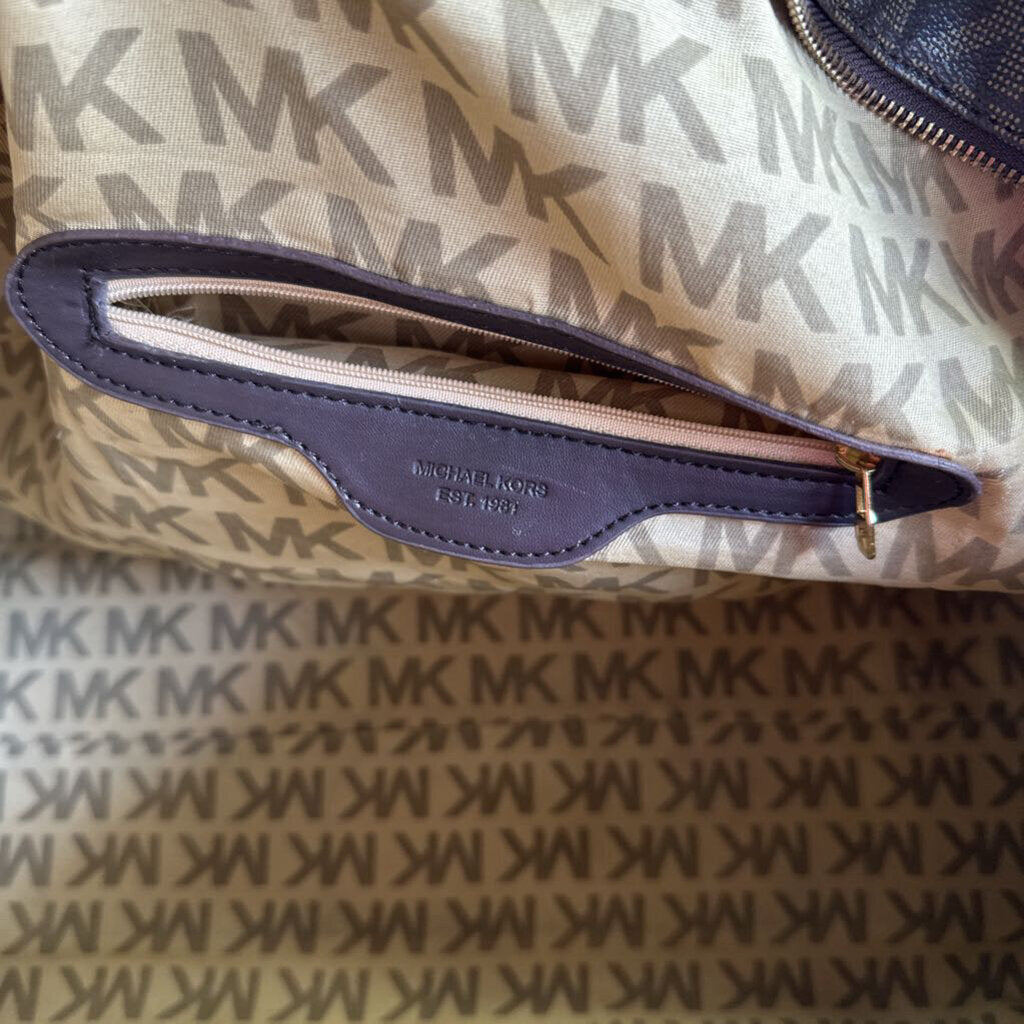 Michael Kors Brown Leather Signature Logo Weekender Bag